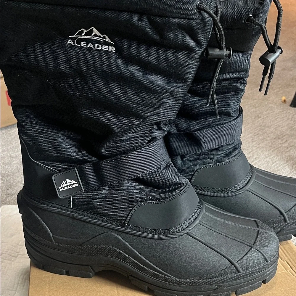 ALEADER Winter Boots For Men, Waterproof Snow Boots Hiking Shoes Black 12/731